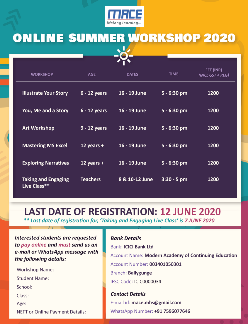 MACE Online Summer Workshops 2020