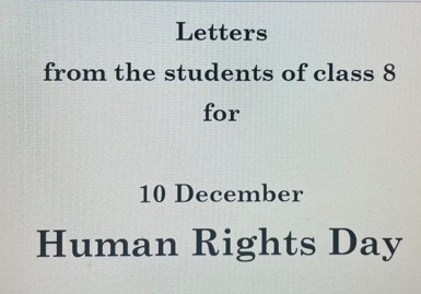 Human Rights Day, 2020 - Letters by Students of Class 8