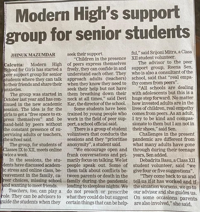 Modern High's support group for senior students