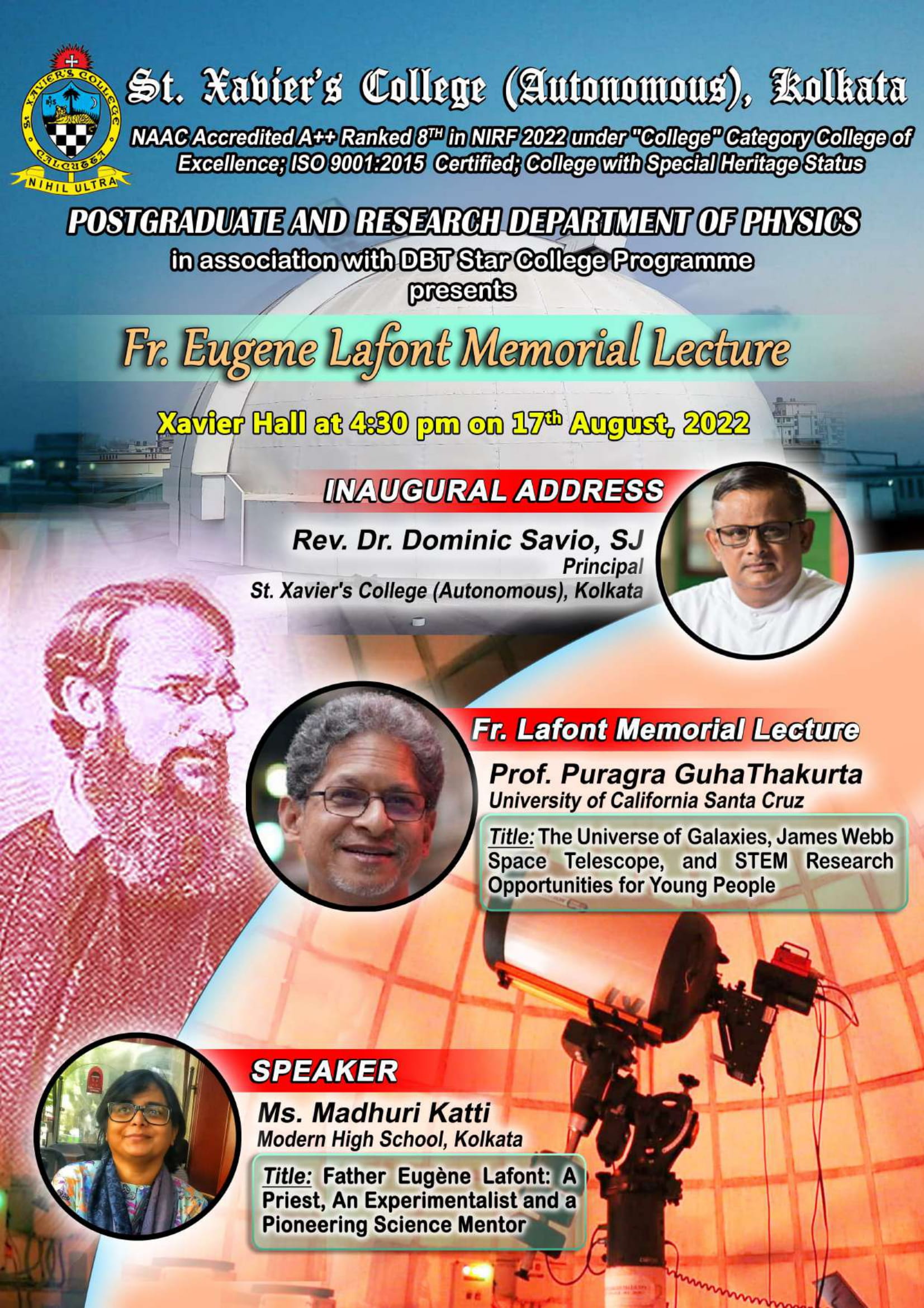 Fr. Eugene Lafont Memorial Lecture - St. Xavier’s College